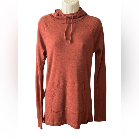 Smartwool Tops - Smartwool Women’s Thermal Drape Neck Hoodie Medium Pecan Brown Heather Layer